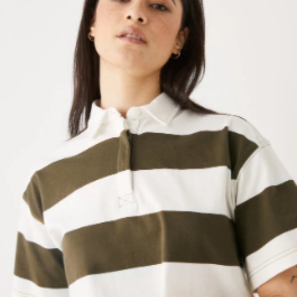 ISO Frank and Oak The Cropped Organic Cotton Polo in Dark Olive XS or S - Picture 2 of 2